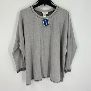 Urban Romantics Women’s Crew Neck Raglan Sleeve Gray Striped Top size L
